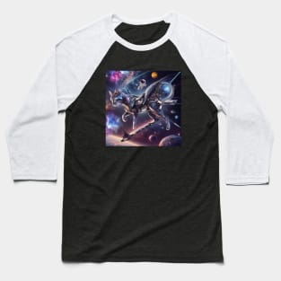 Skateboarding Galactic Cat Baseball T-Shirt